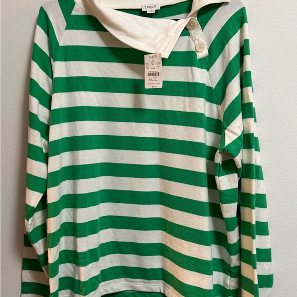 J. Crew Green and White Striped Polo Shirt - Picture 1 of 6